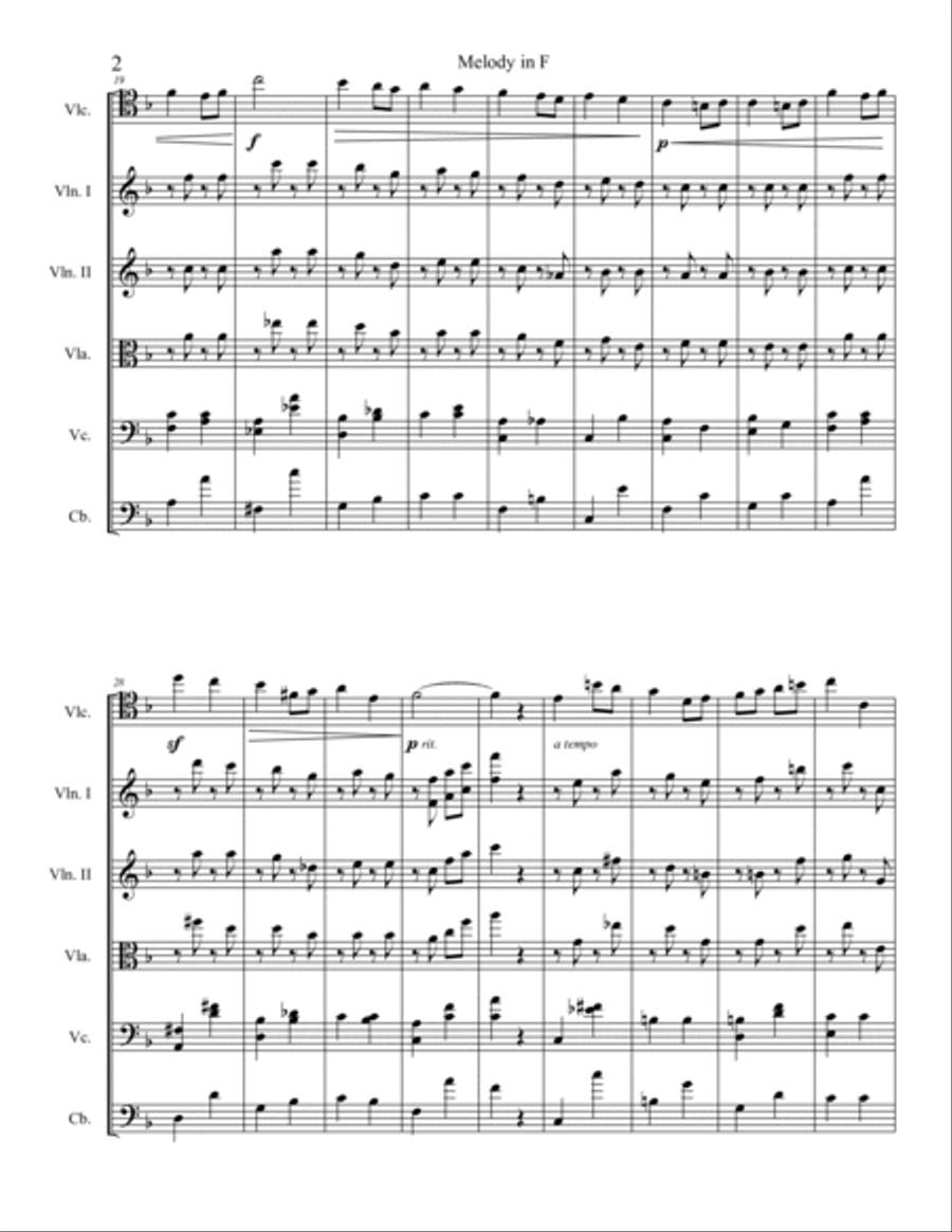 Melody in F Melody in F String Orchestra scores gallery preview page 2