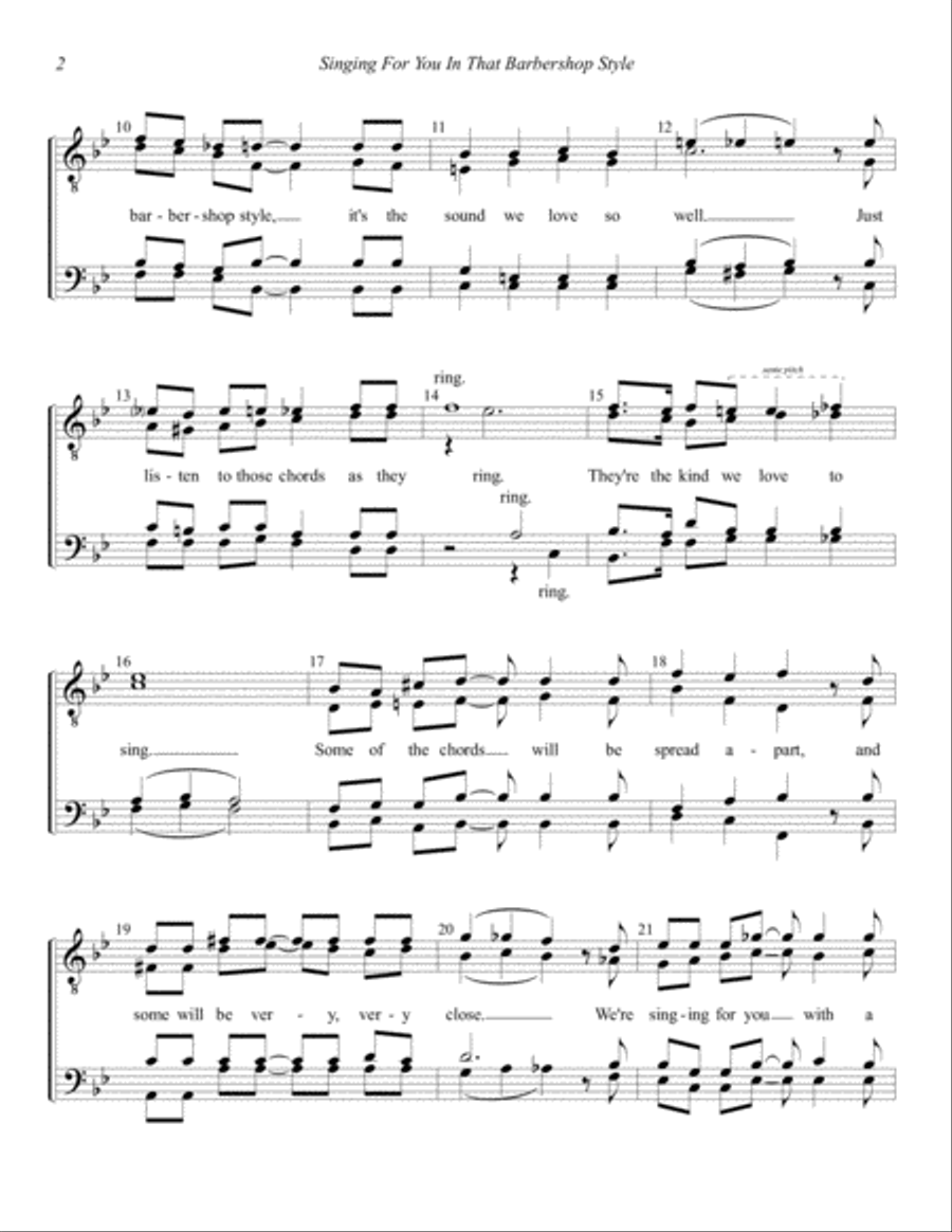 Singing For You In That Barbershop Style TTBB scores gallery preview page 2