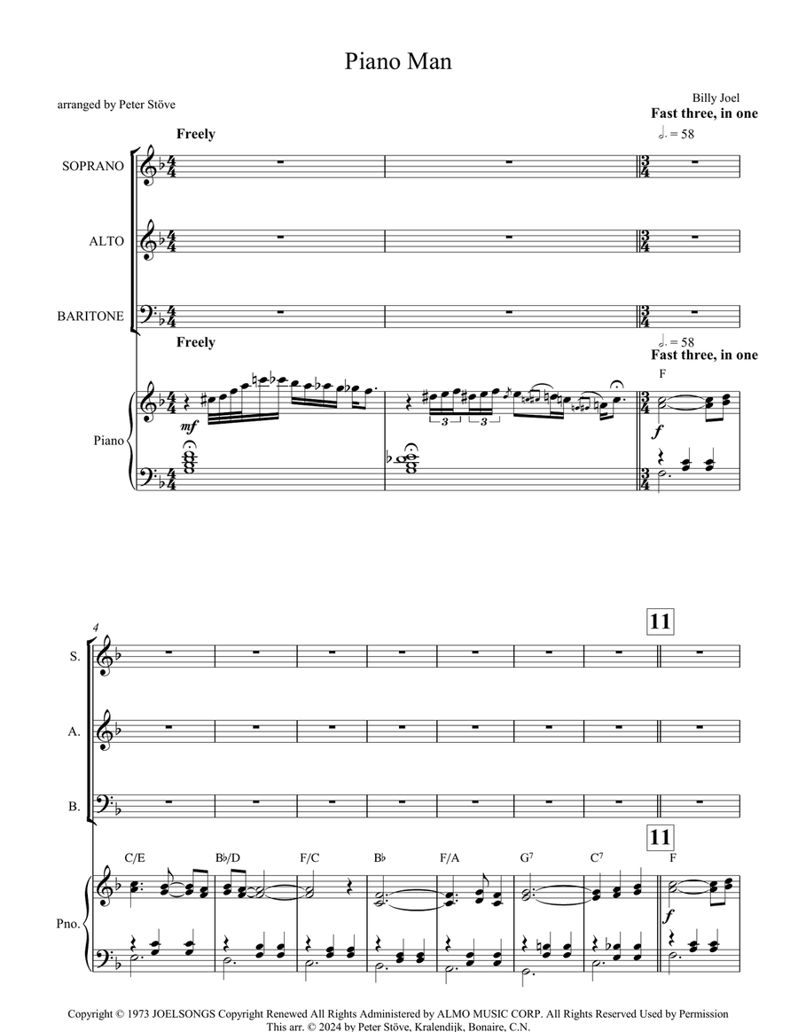 Piano Man Piano Man 3-Part scores gallery preview page 1
