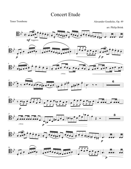 Concert Etude by Alexander Goedicke, transcribed for tenor trombone and piano image number null