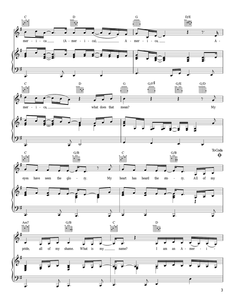 America (1992) America (1992) Piano, Vocal, Guitar scores gallery preview page 3