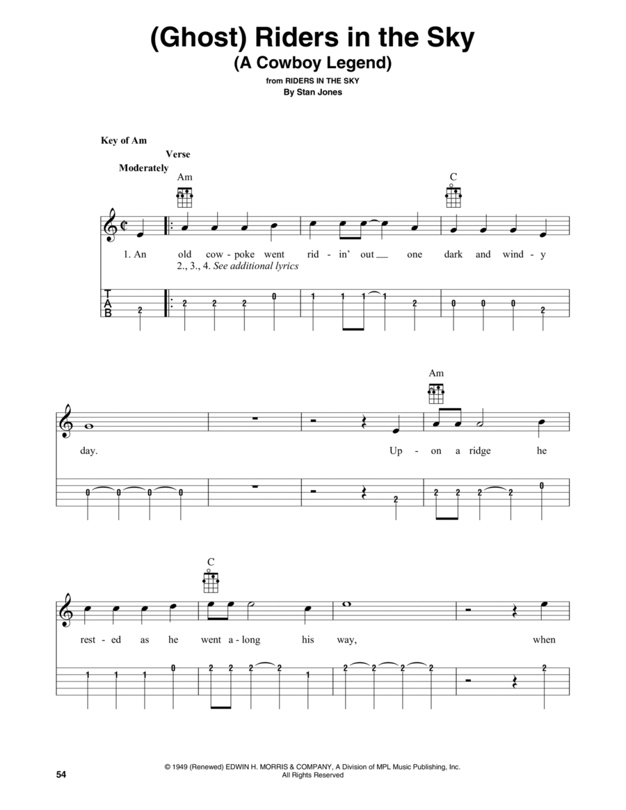 (Ghost) Riders In The Sky (A Cowboy Legend) (arr. Fred Sokolow) Banjo scores gallery preview page 1