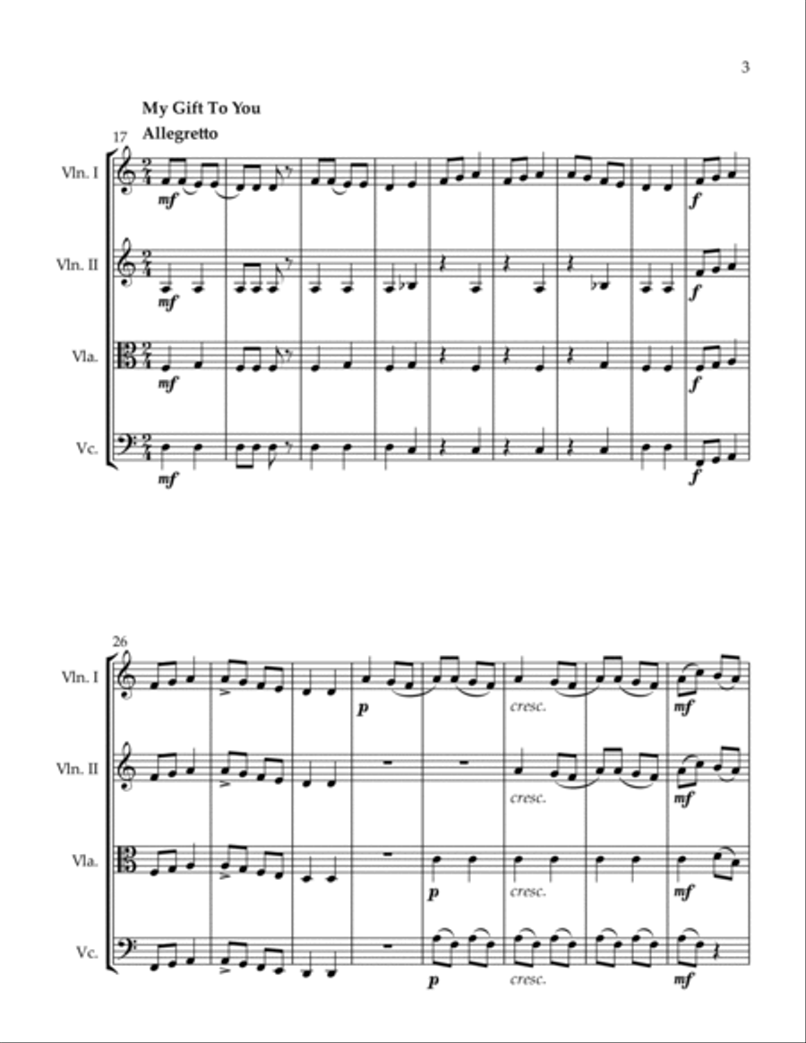 3 Quartets Flower Song My Gift To You To Cook a Goose String Quartet scores gallery preview page 3