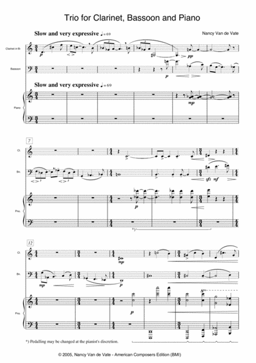 [Van de Vate] Trio for Clarinet, Bassoon, and Piano