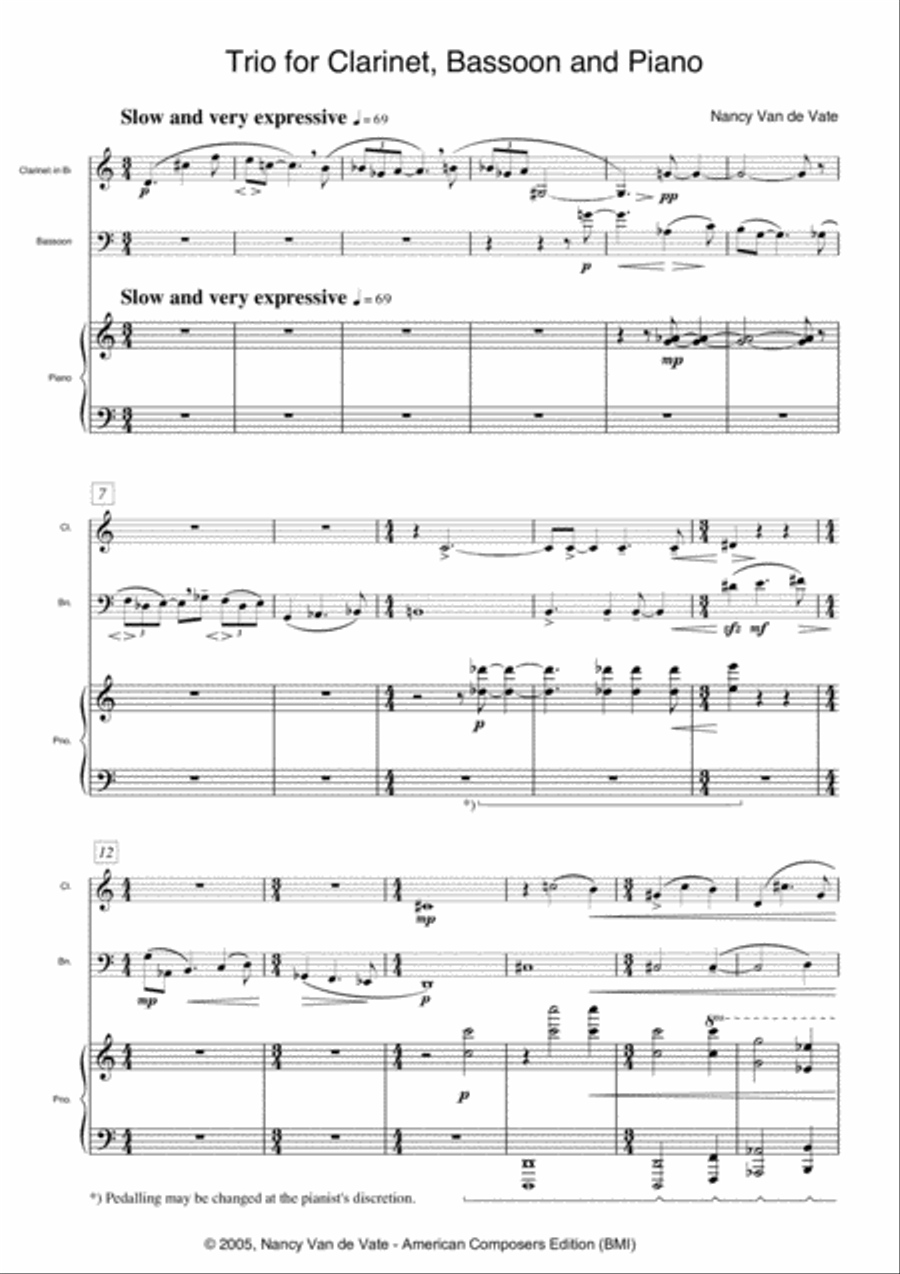 [Van de Vate] Trio for Clarinet, Bassoon, and Piano