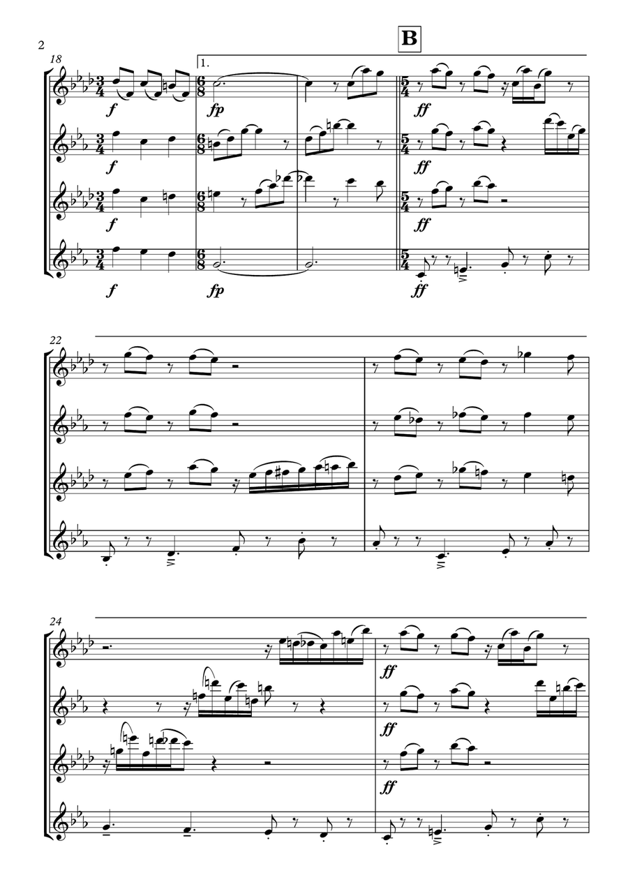 Tango for Glenn Saxophone Quartet scores gallery preview page 2
