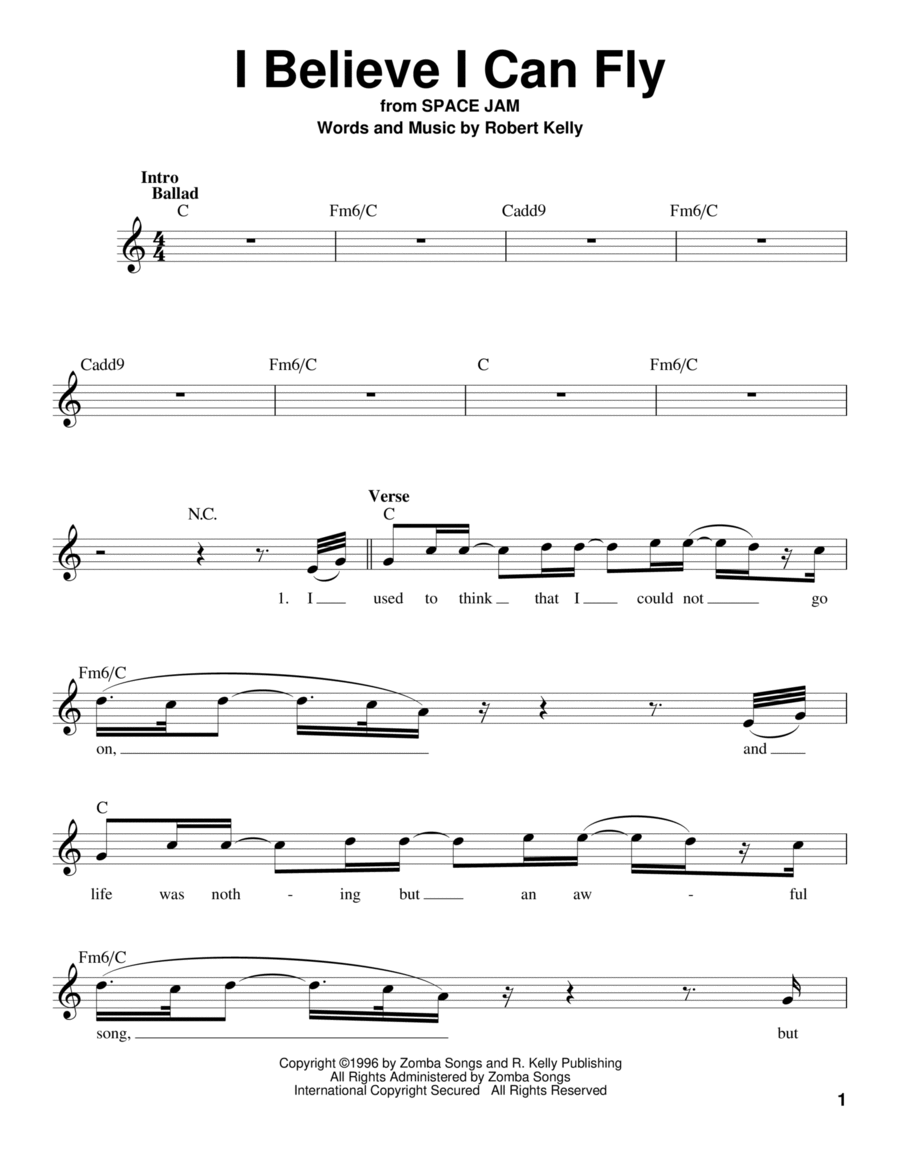 I Believe I Can Fly Voice scores gallery preview page 1