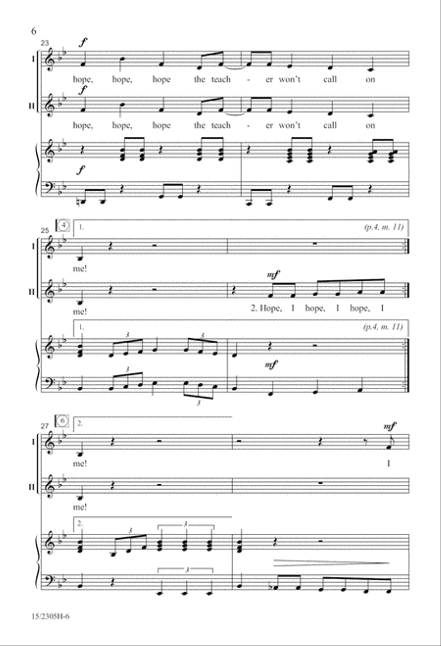I Hope the Teacher Won't Call on Me! 2-Part scores gallery preview page 7