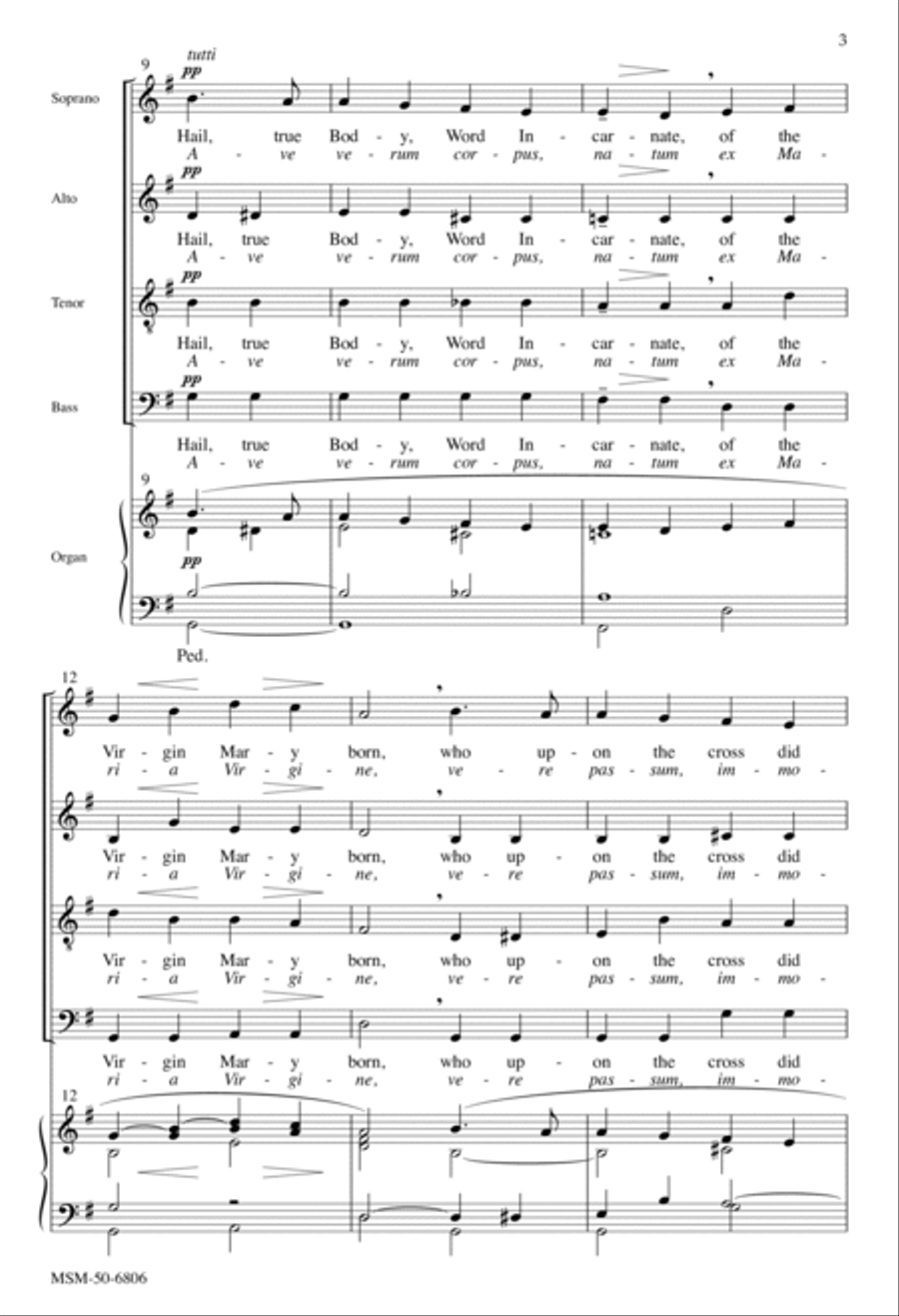 Hail, True Body/Ave verum corpus 4-Part scores gallery preview page 3
