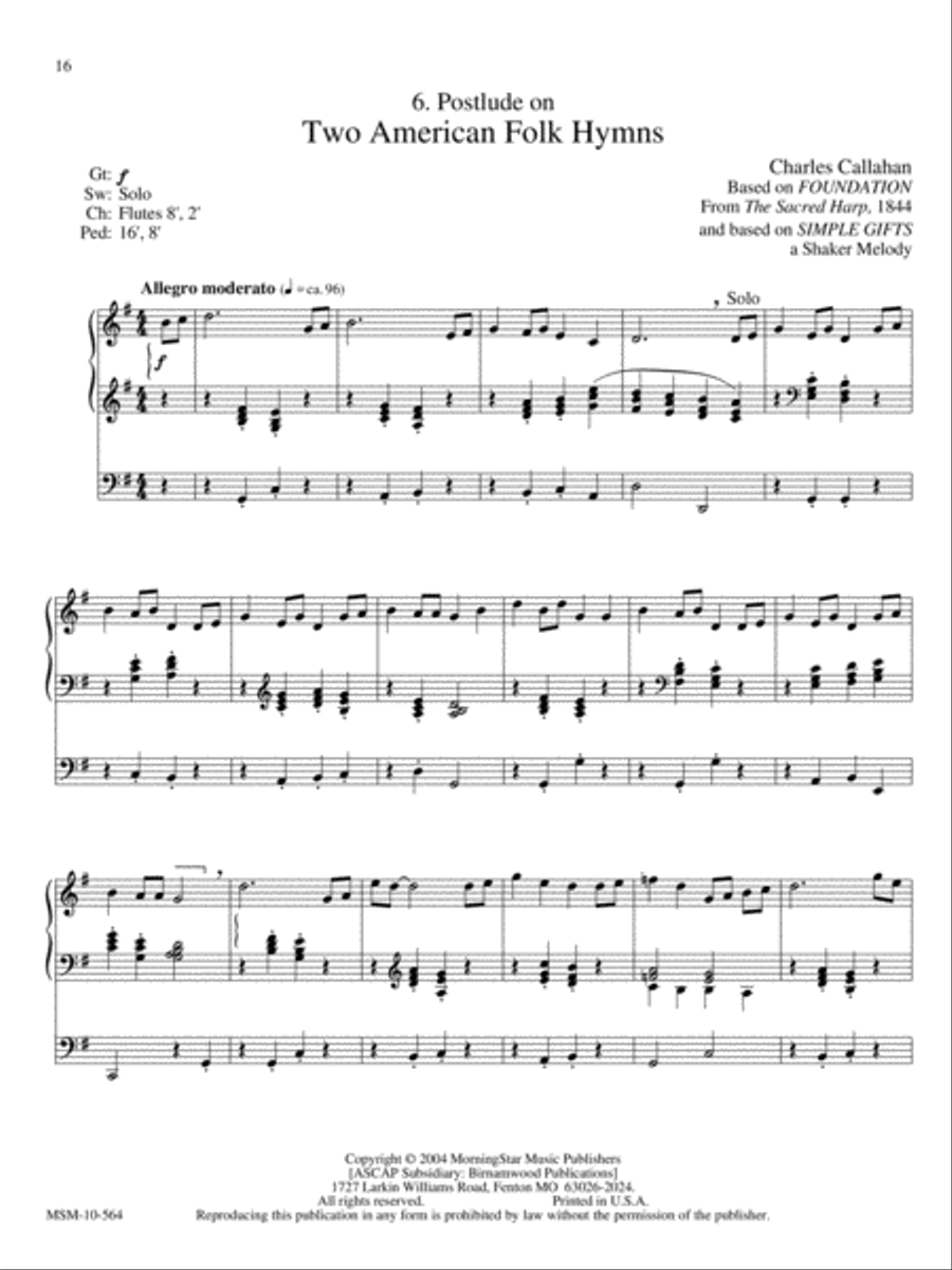 Postlude on Two American Folk Hymns Organ scores gallery preview page 1