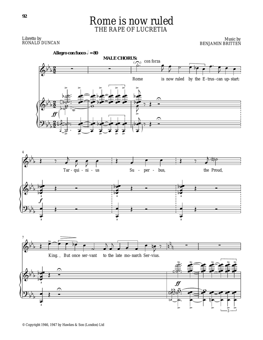 Rome is now ruled (from The Rape Of Lucretia) Tenor Voice scores gallery preview page 1