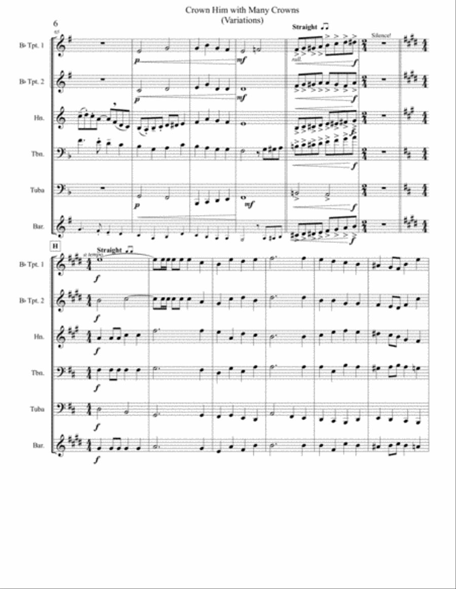 Crown Him with Many Crowns for Brass Quintet Brass Quintet scores gallery preview page 6