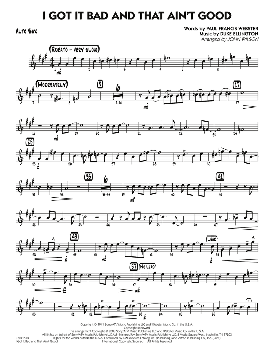 I Got It Bad and That Ain't Good - Alto Sax Jazz Ensemble scores gallery preview page 1