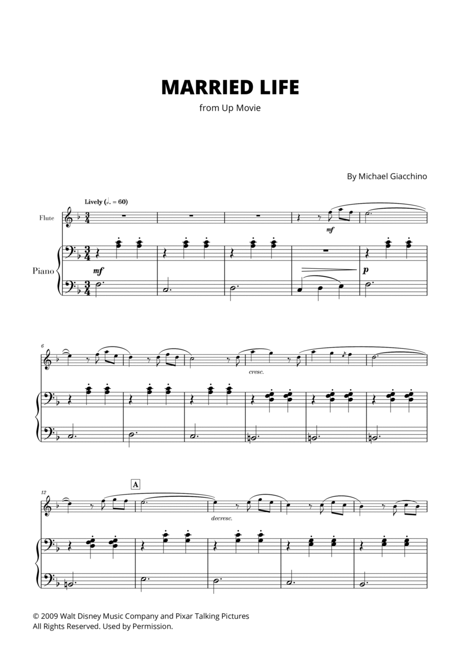 Married Life Married Life Flute Solo scores gallery preview page 1