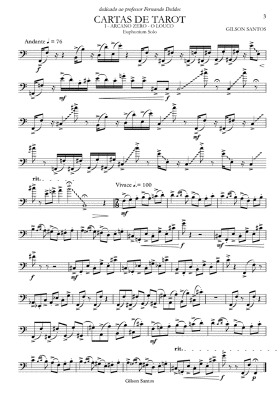 Cartas de Tarot - Tarot Cards for Euphonium Solo Euphonium scores gallery preview page 6