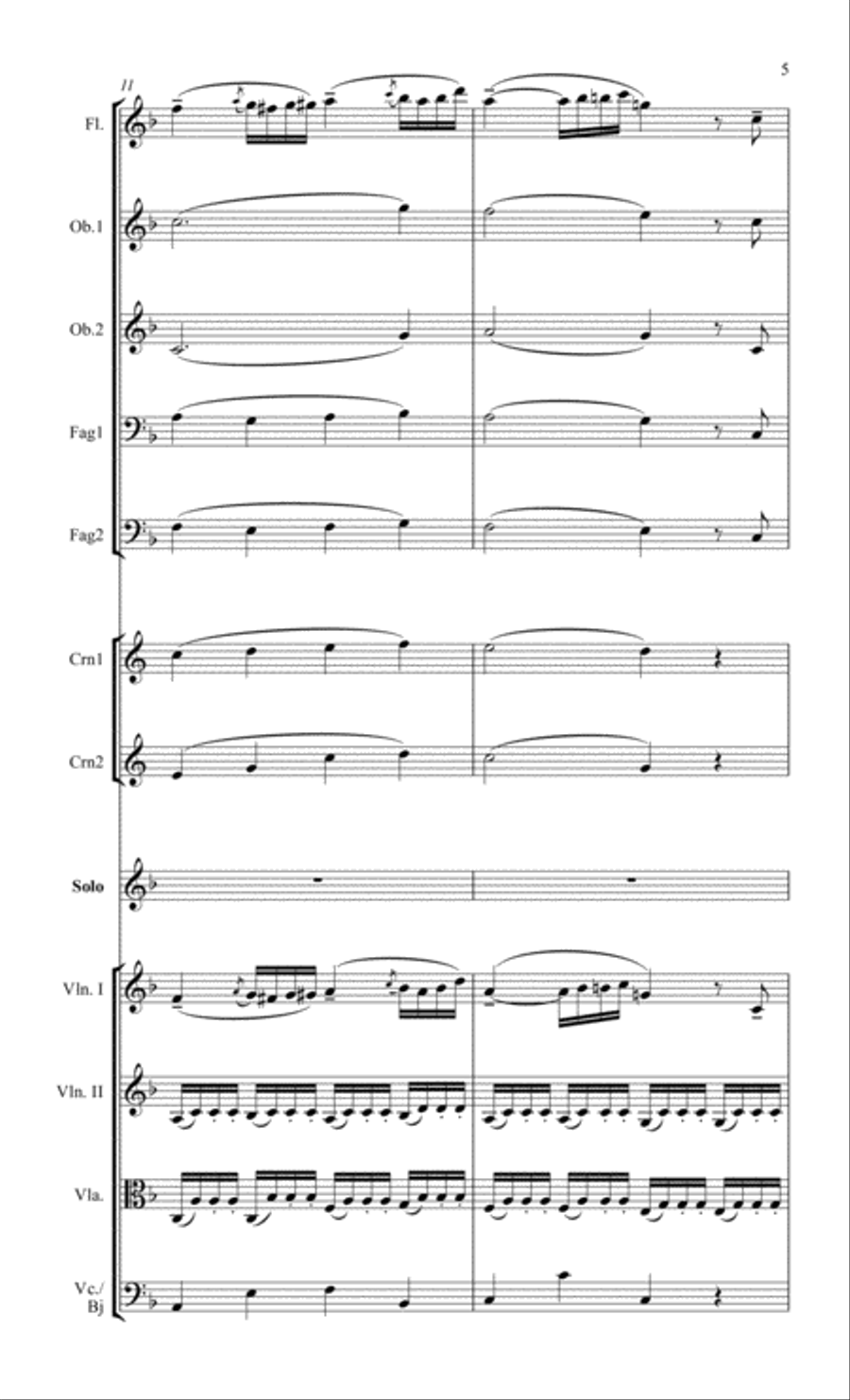 Beethoven Romanza for flute and chamber orchestra Chamber Orchestra scores gallery preview page 5