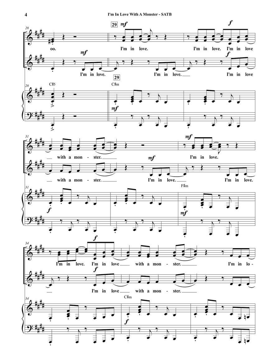 I'm In Love With A Monster 4-Part scores gallery preview page 4