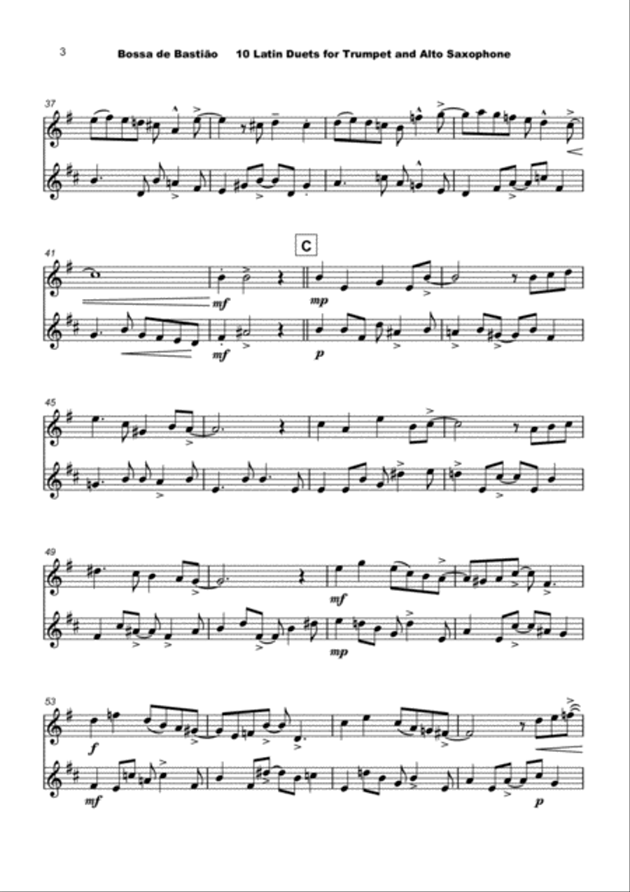 10 Latin Duets, for Trumpet and Alto Saxophone Alto Saxophone scores gallery preview page 5
