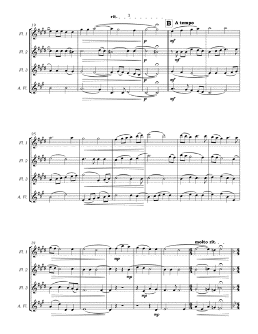 Ave Maria for Flute Quartet (3C & A) Flute Quartet scores gallery preview page 6