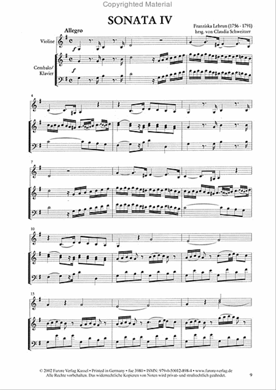 Sonaten op. 1 fur Violine und Klavier Violin Solo scores gallery preview page 2
