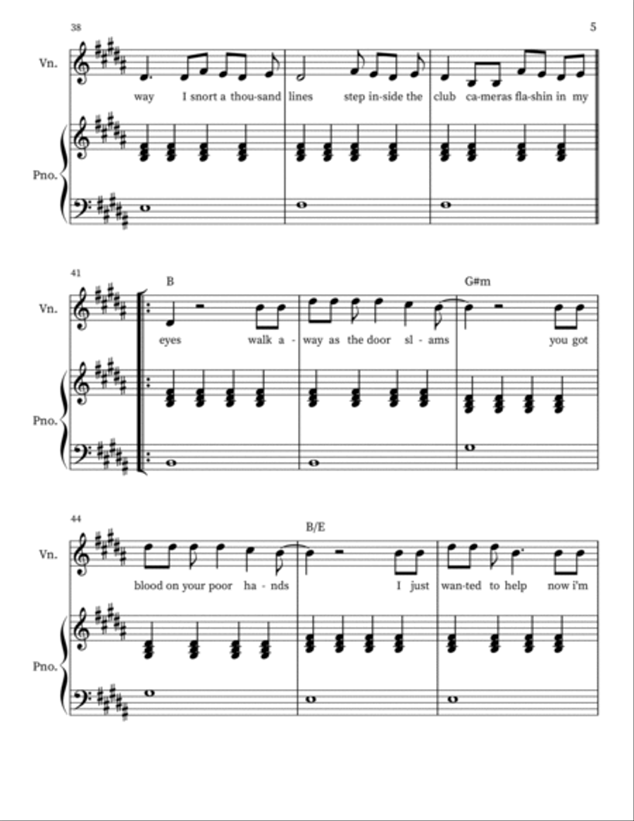 Walk Away As The Door Slams - Violin Violin scores gallery preview page 5