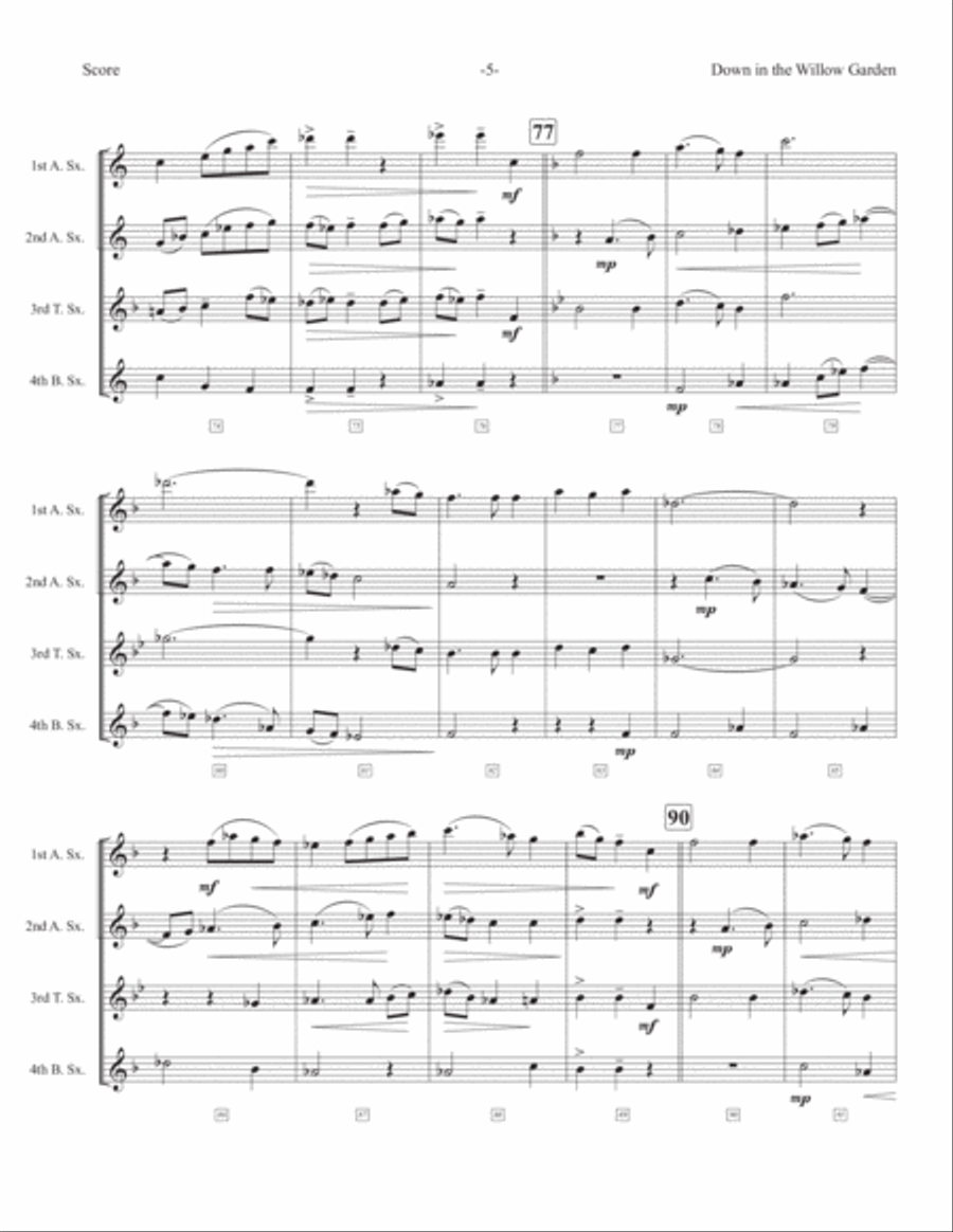 Down in the Willow Garden Woodwind Quartet scores gallery preview page 6