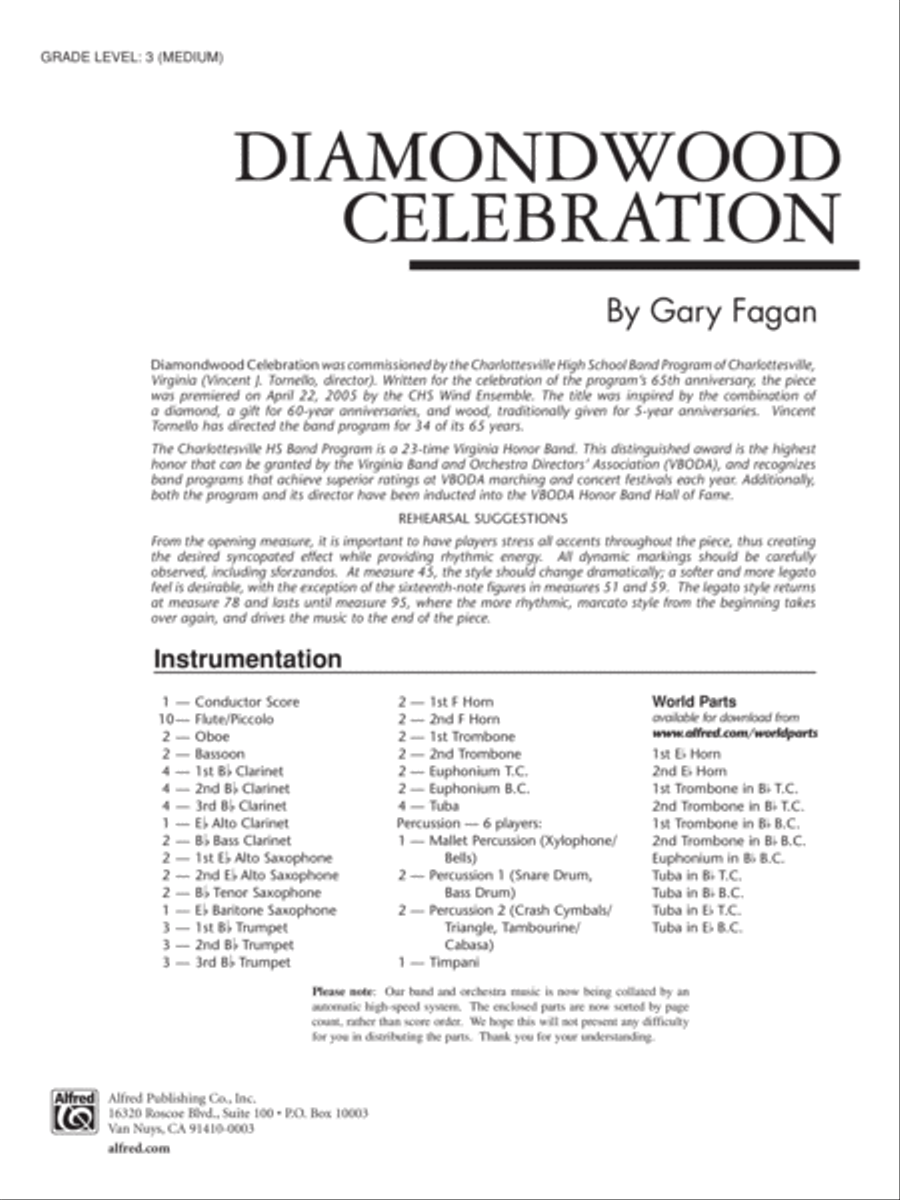Diamondwood Celebration: Score Concert Band scores gallery preview page 1