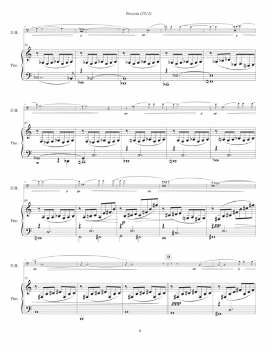 Toccata for Double Bass and Piano (2012, rev. 2020) piano part, newly revised version for double bas Double Bass scores gallery preview page 6