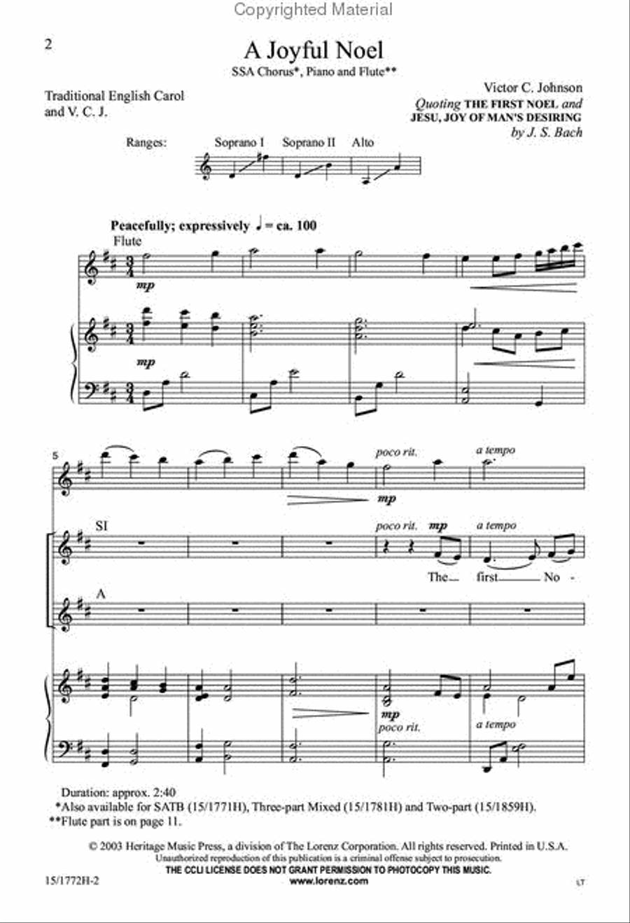 A Joyful Noel SSA scores gallery preview page 2