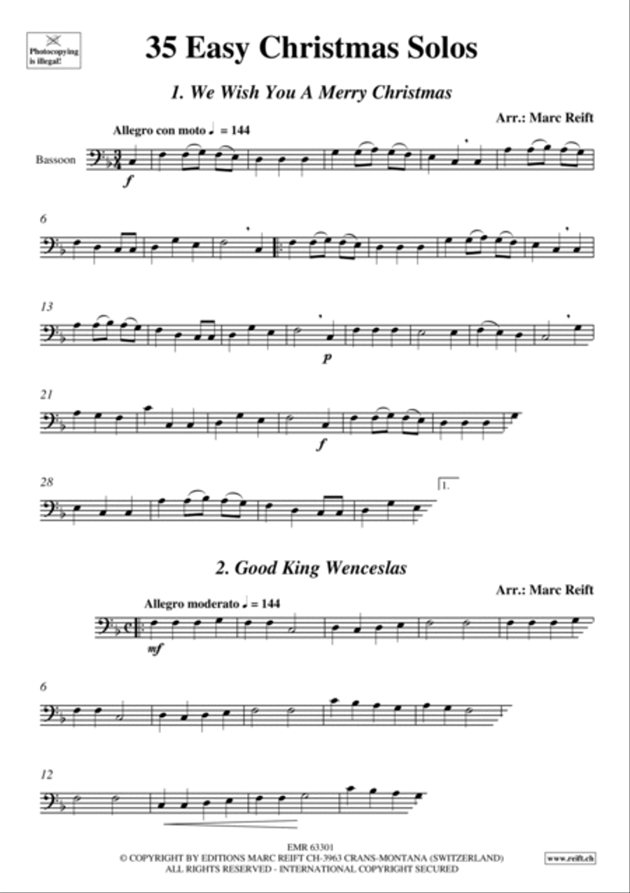 35 Easy Christmas Solos Bassoon Solo scores gallery preview page 3