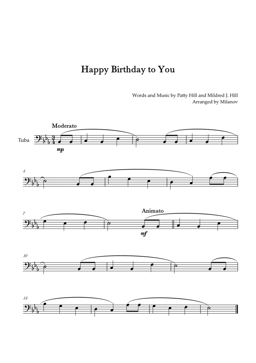 Happy Birthday to You | Tuba | E-flat Major image number null