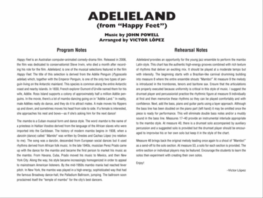 Adelieland (from Happy Feet) Jazz Ensemble scores gallery preview page 3