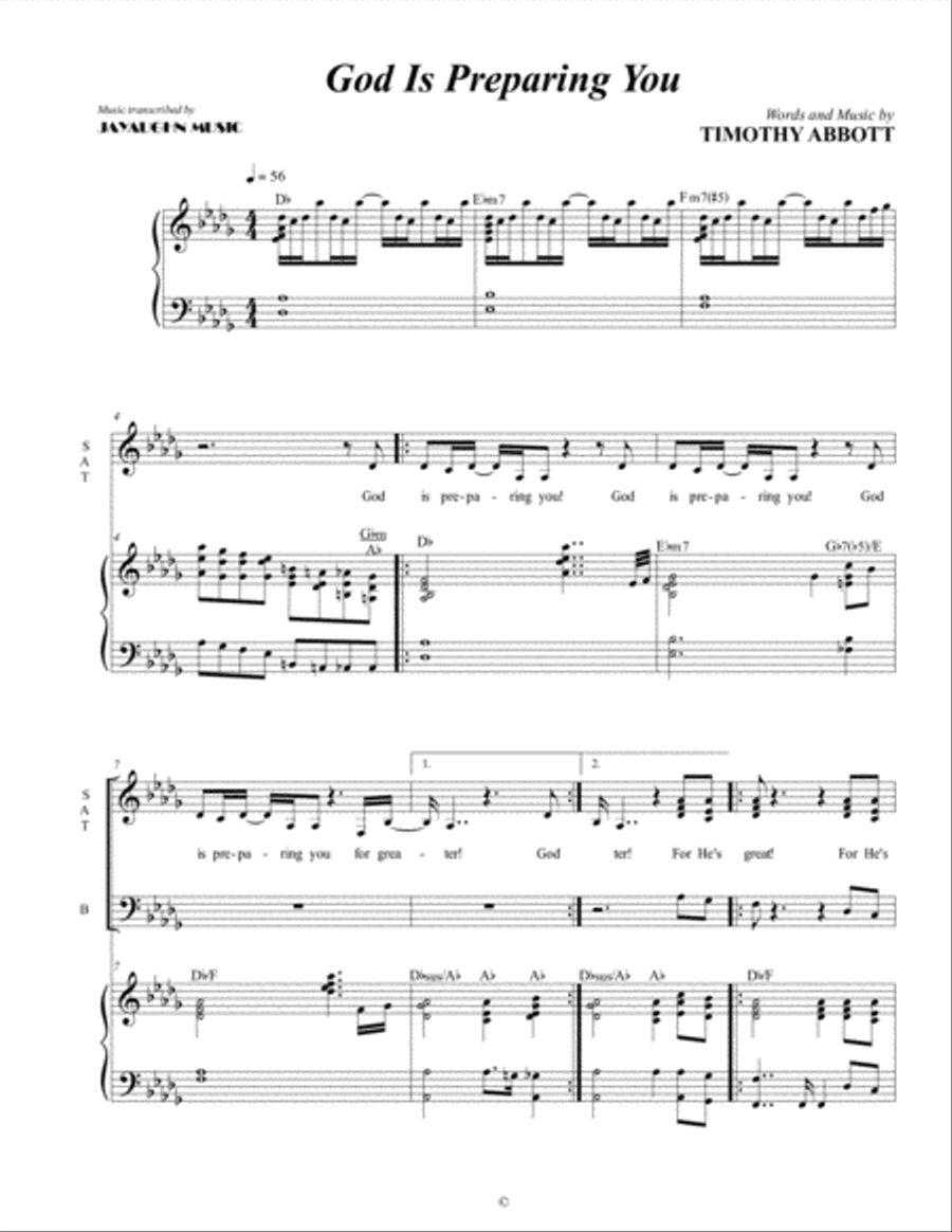 God is Preparing You 4-Part scores gallery preview page 1