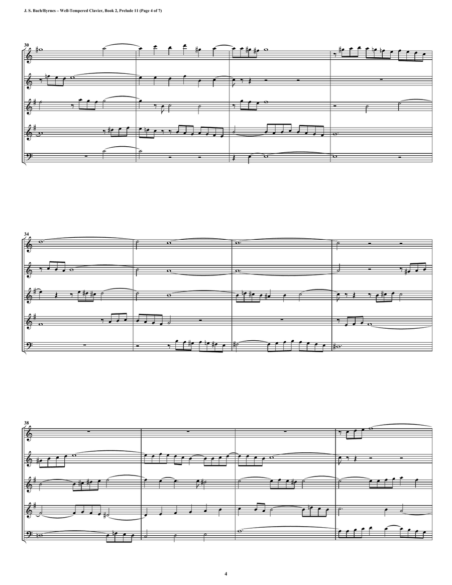 Prelude 11 from Well-Tempered Clavier, Book 2 (Double Reed Quintet) Woodwind Ensemble scores gallery preview page 4