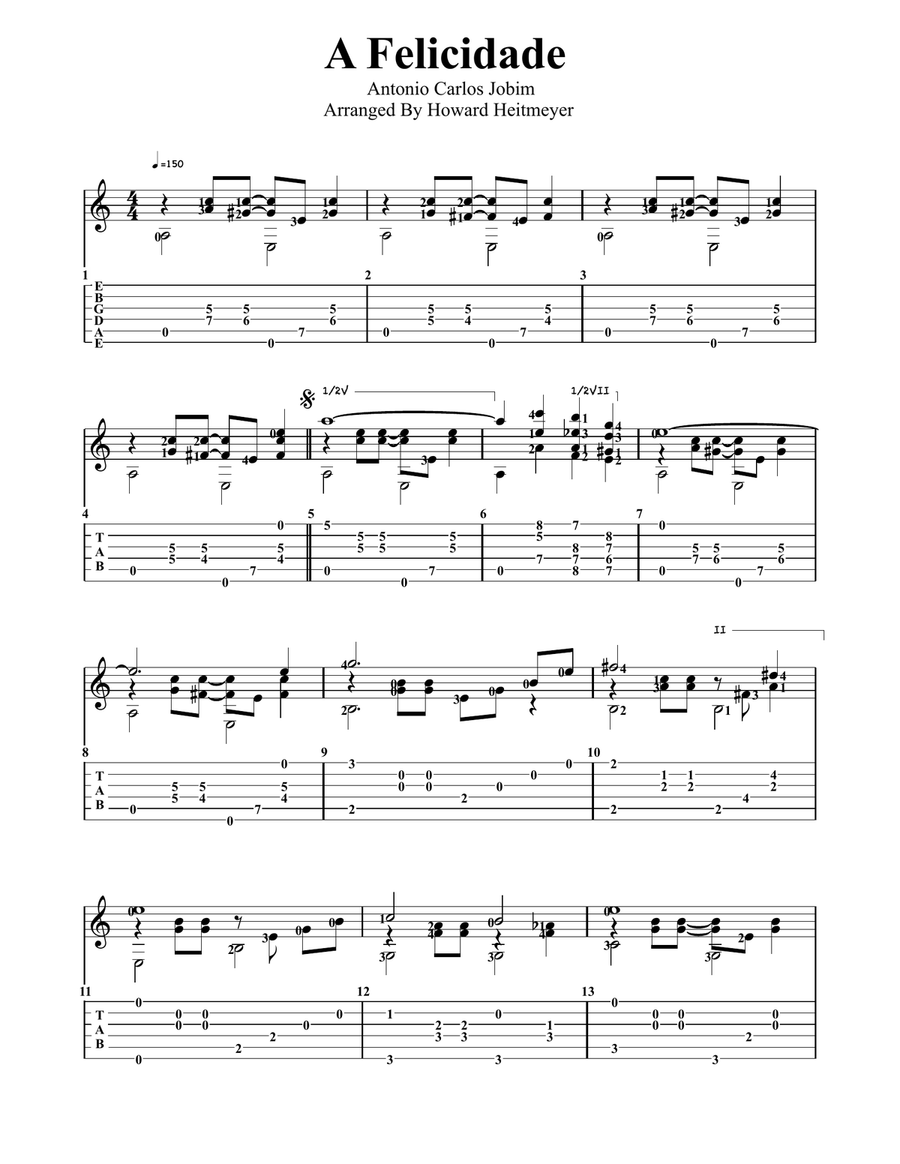 A Felicidade A Felicidade Guitar Tablature scores gallery preview page 1