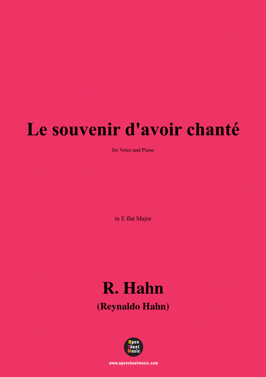 R. Hahn-Le souvenir d'avoir chanté,in E flat Major Voice scores gallery preview page 1