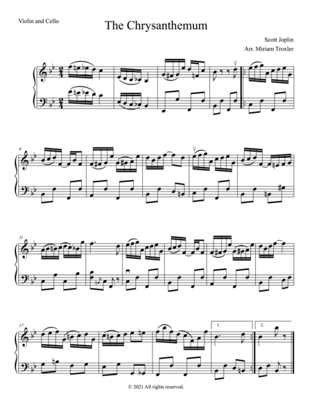 Scott Joplin Duets for Violin and Cello