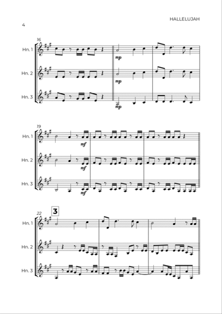 HALLELUJAH - HANDEL - HORN TRIO Woodwind Trio scores gallery preview page 4