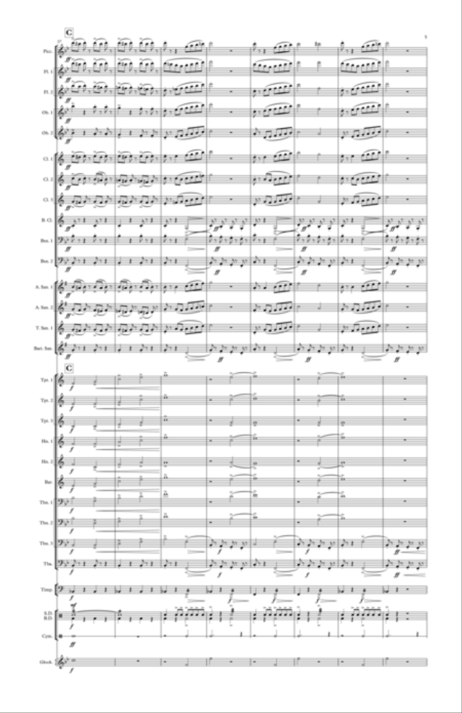 Crown Point March (for Band) 11x17 TABLOID SCORE ONLY Concert Band scores gallery preview page 5