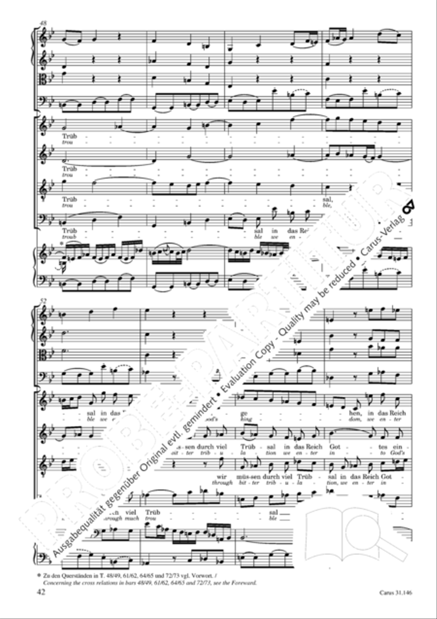 Through bitter tribulation we enter into God's kingdom (Wir mussen durch viel Trubsal in das Reich Gottes eingehen) 4-Part scores gallery preview page 43