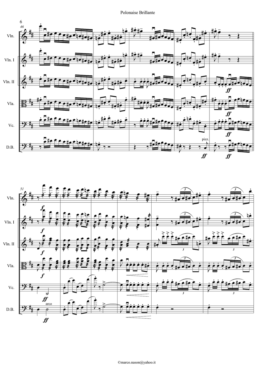 Wieniawski Polonaise Brillante op.4 for violin and string orchestra String Orchestra scores gallery preview page 6