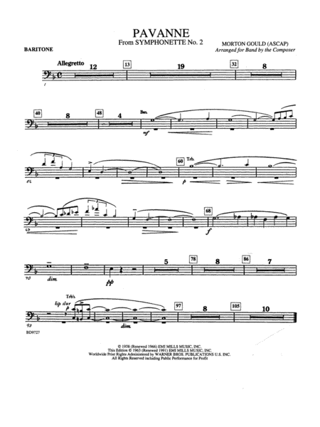 Pavanne (from Symphonette No. 2): Baritone B.C.