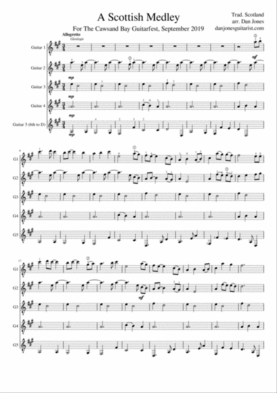 A Scottish Medley for Guitar Ensemble Large Ensemble scores gallery preview page 1