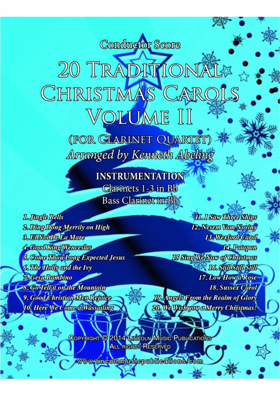 20 Traditional Christmas Carols Volume II (for Clarinet Quartet) Clarinet Quartet scores gallery preview page 1
