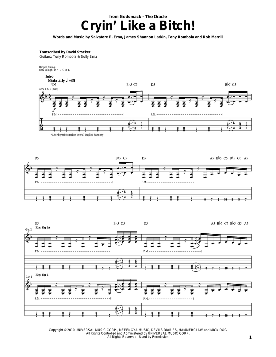 Cryin' Like A Bitch! Acoustic Guitar scores gallery preview page 1