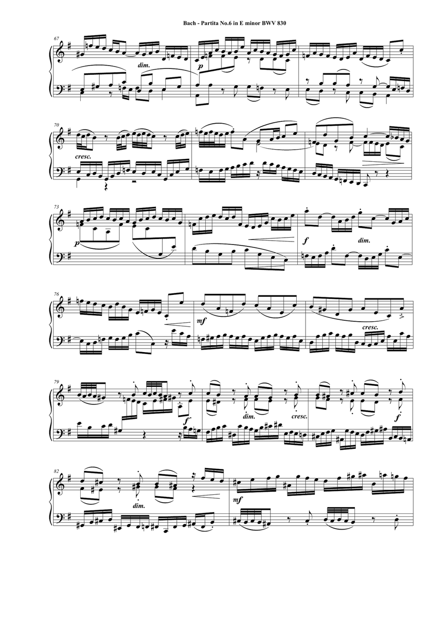 Bach - Partita No.6 in E minor BWV 830 for Piano Piano Solo scores gallery preview page 5