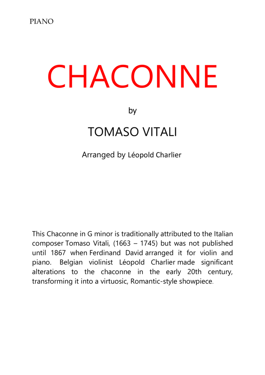 Vitali Chaconne for Violin & Piano