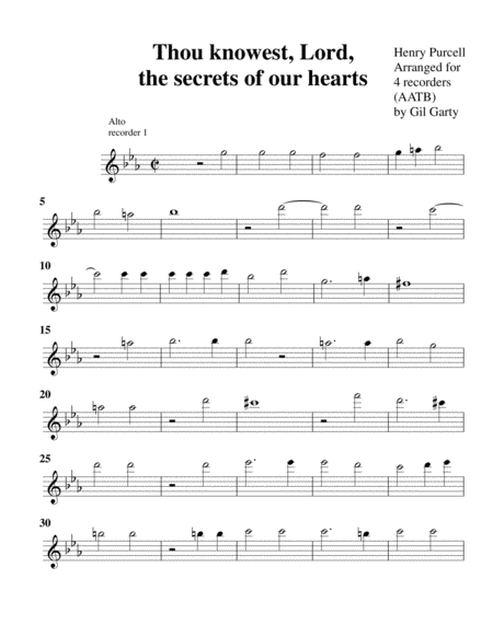 From "Music for the Funeral of Queen Mary": Thou knowest, Lord, the secrets in our hearts (arrangeme