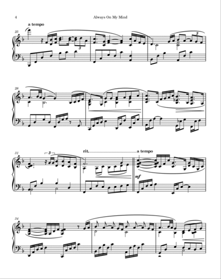 Always On My Mind Piano Solo scores gallery preview page 4