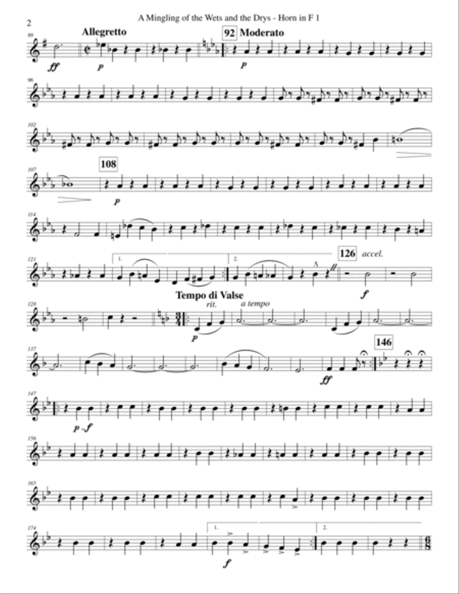 A Mingling of the Wets and the Drys - A Humoresque - Brass and Percussion Parts Concert Band scores gallery preview page 2